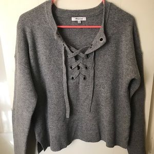 Thick lace up sweater- Madewell